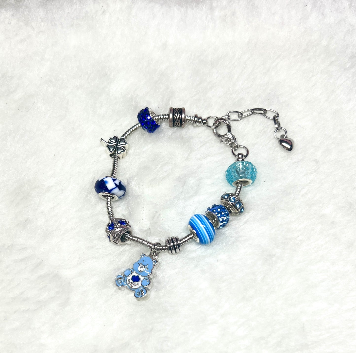 Silver Blue Care Bears Charm Bracelet